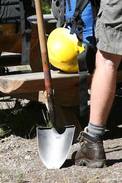 Volunteers gather their gear for an SCA-led five-day wilderness trail maintenance project at Indian Henry's Hunting Ground, in Mount Rainier National Park.